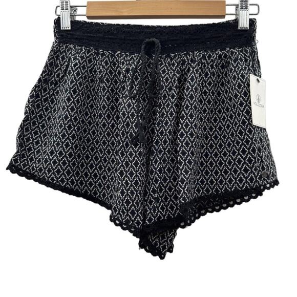 Volcom Black & White Simple Things Jacquard Soft Knit Shorts Size S - Picture 1 of 8